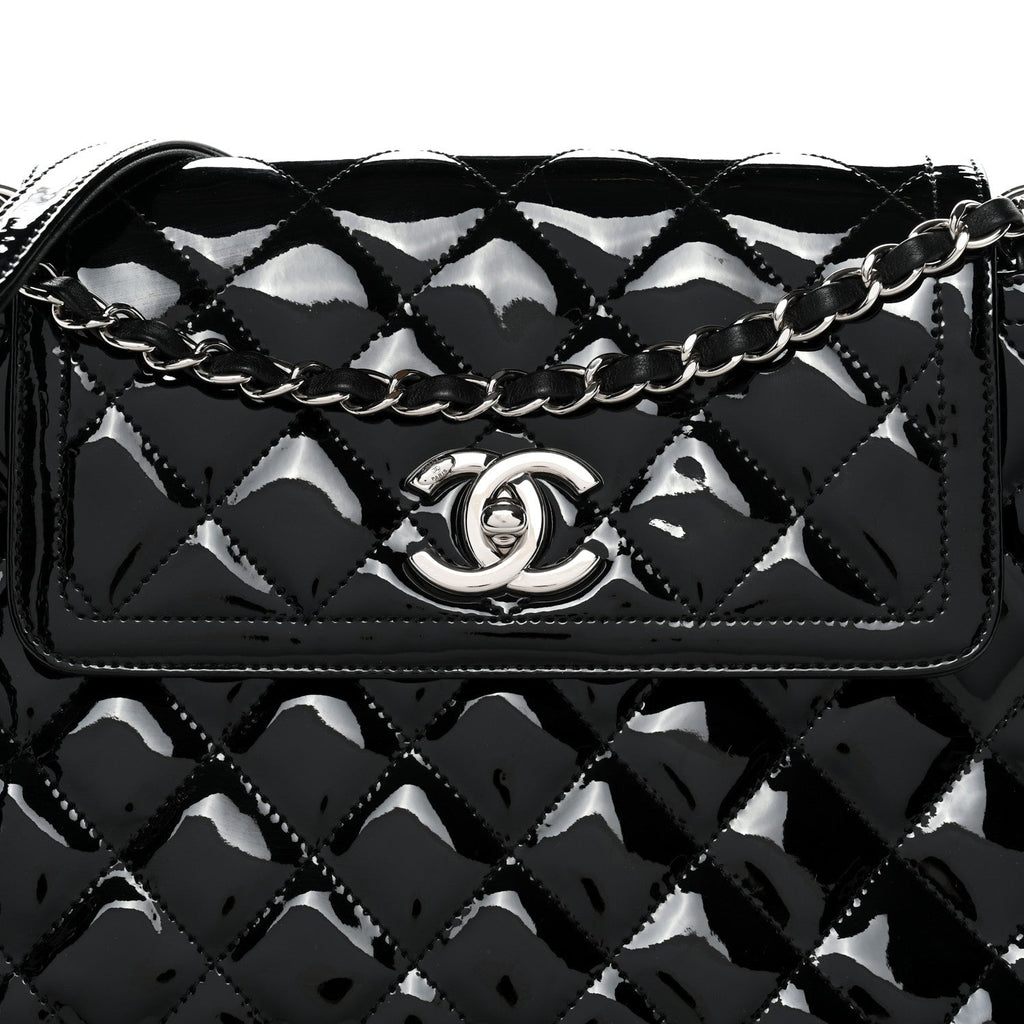 Chanel Patent Quilted Large Coco Shine Accordion Flap Black