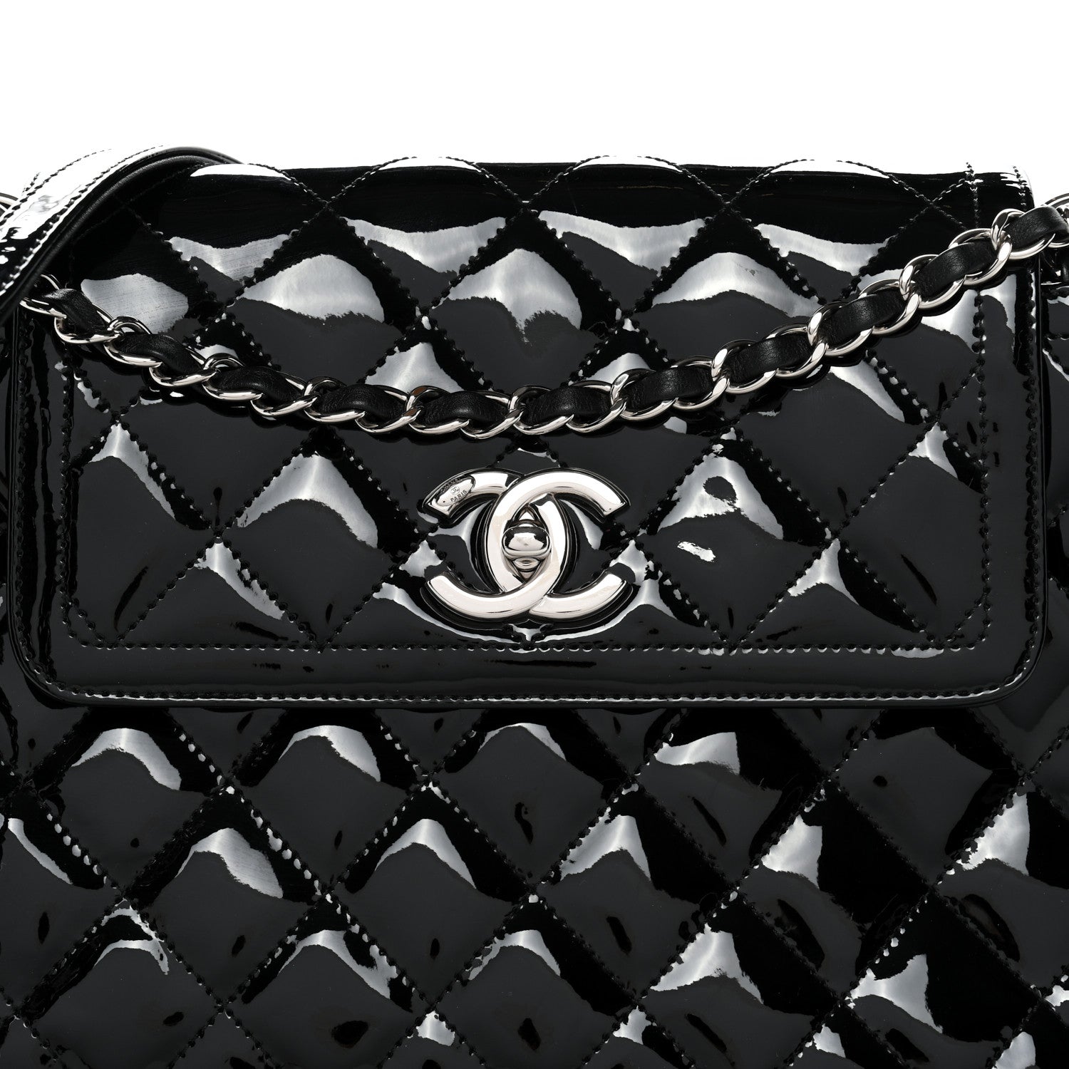 Chanel Patent Quilted Large Coco Shine Accordion Flap Black
