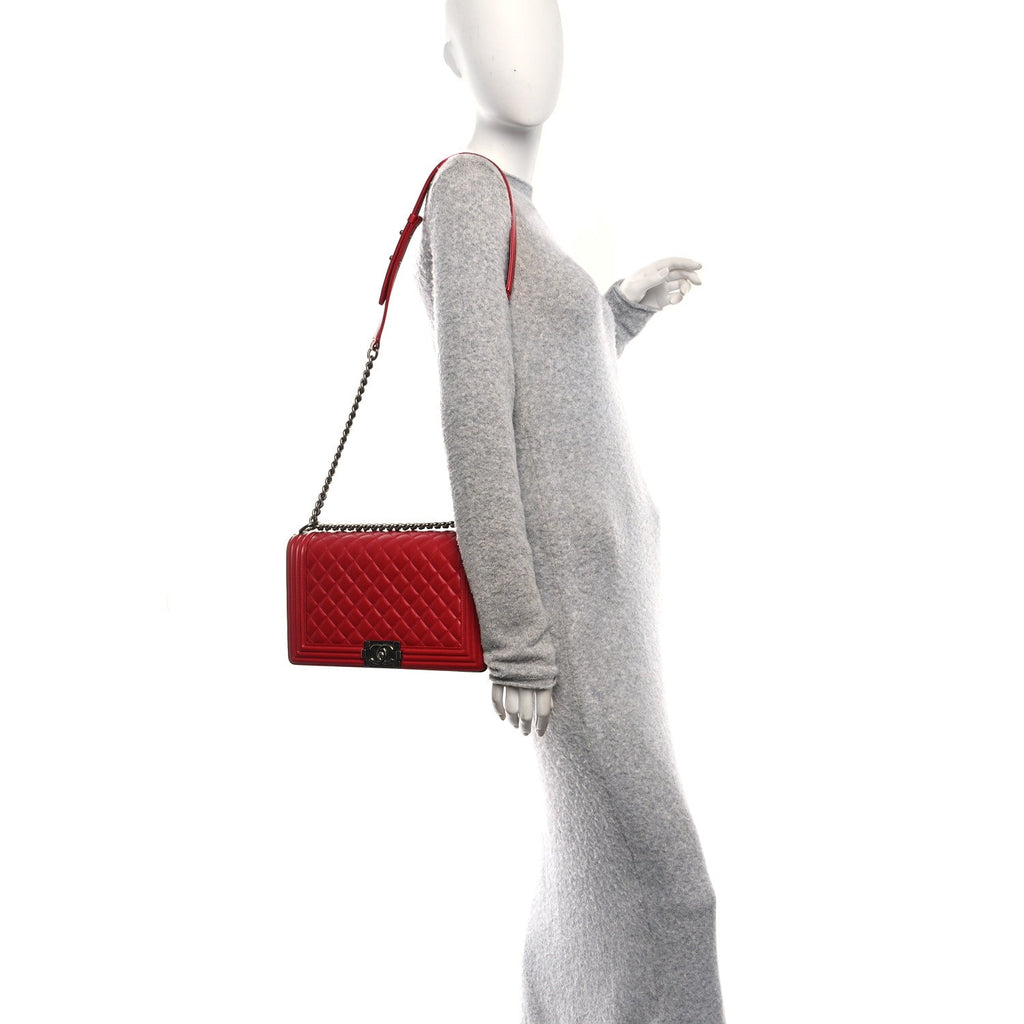 Chanel Lambskin Quilted New Medium Boy Flap Red