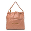 Chanel Shiny Calfskin Quilted Chanel 22 Brown
