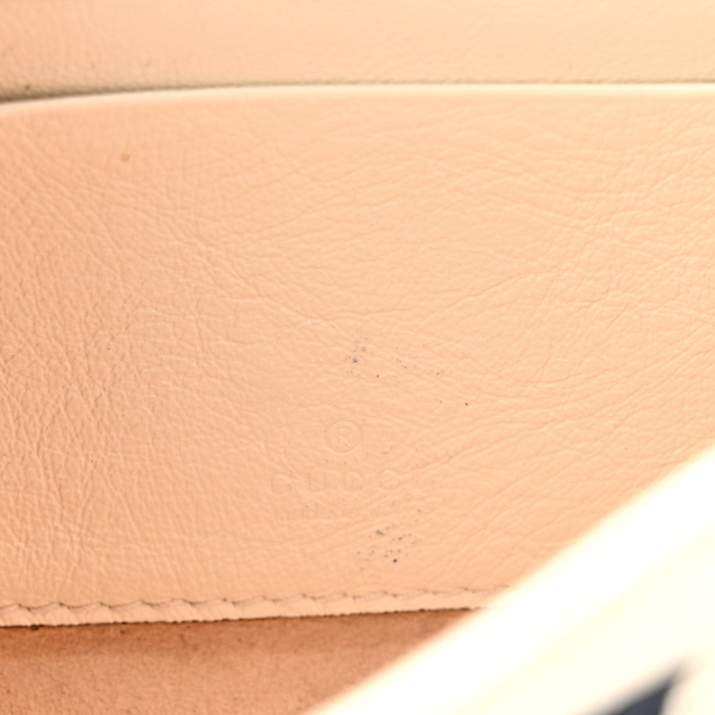 Gucci Textured Calfskin Web Mini Rajah Slim Flap Shoulder Bag Mystic White