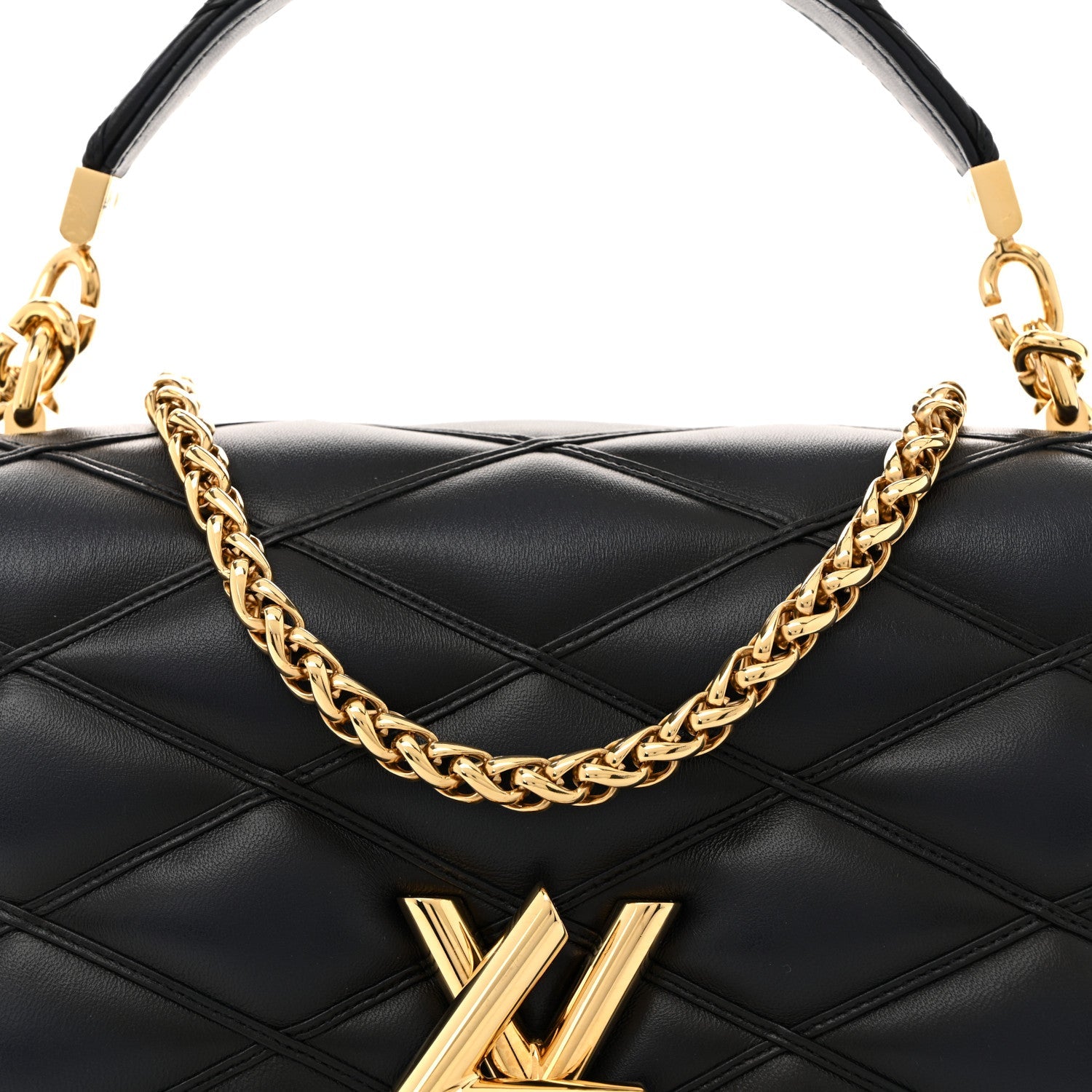 Louis Vuitton Lambskin Malletage Top Handle GO-14 MM Bleu Marine