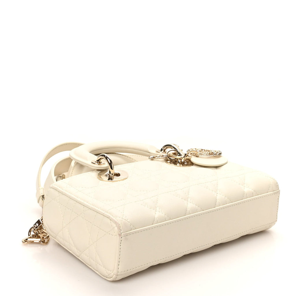 Christian Dior Lambskin Cannage Small Lady D-Joy Latte