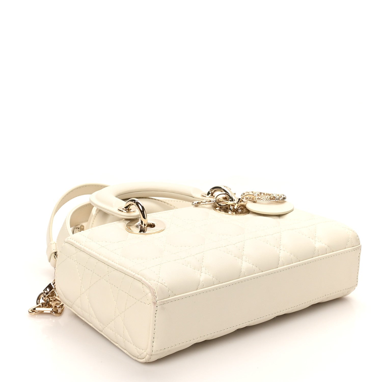 Christian Dior Lambskin Cannage Small Lady D-Joy Latte