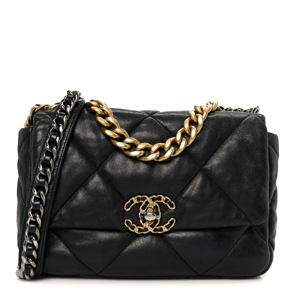 Chanel Lambskin Quilted Medium Chanel 19 Flap Black