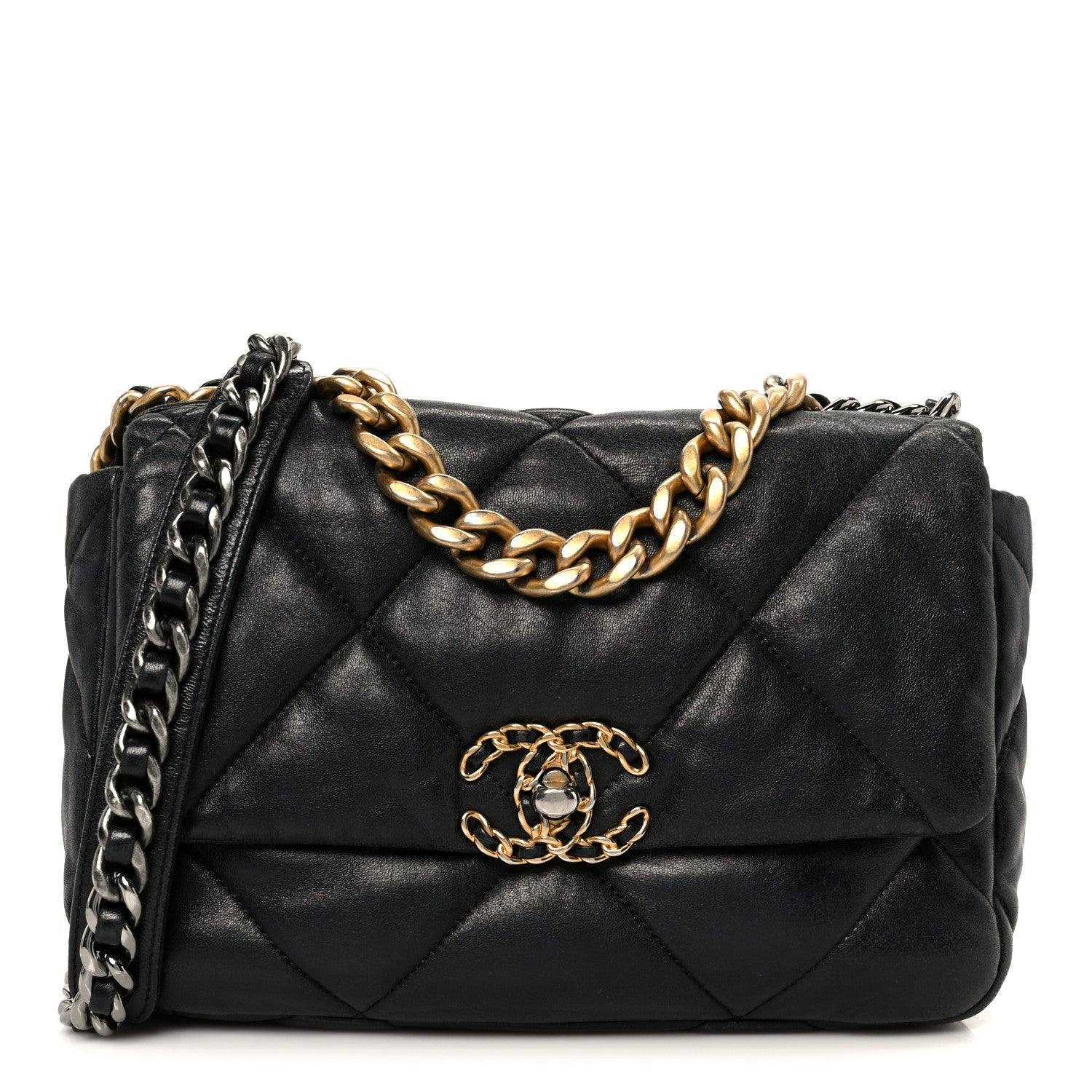 Chanel Lambskin Quilted Medium Chanel 19 Flap Black