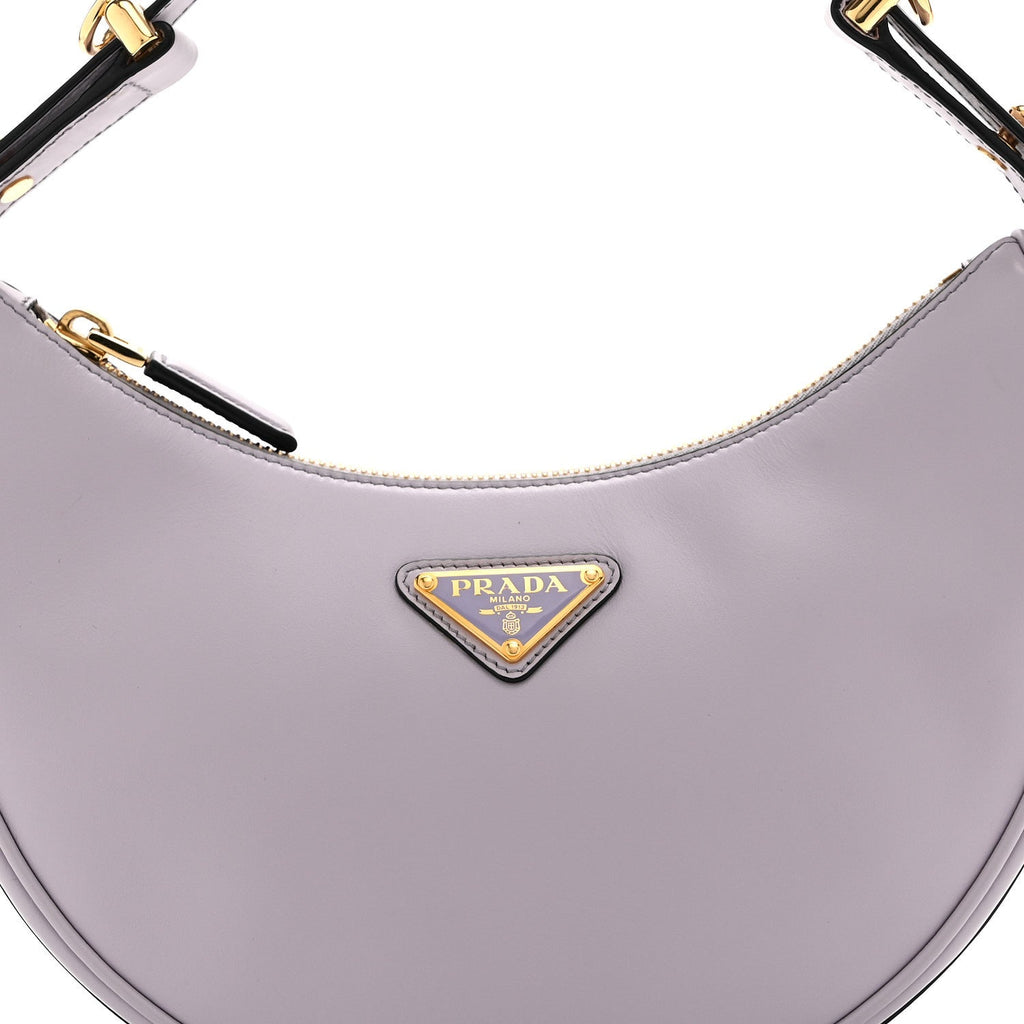 Prada Soft Calfskin Arque Shoulder Bag Glicine