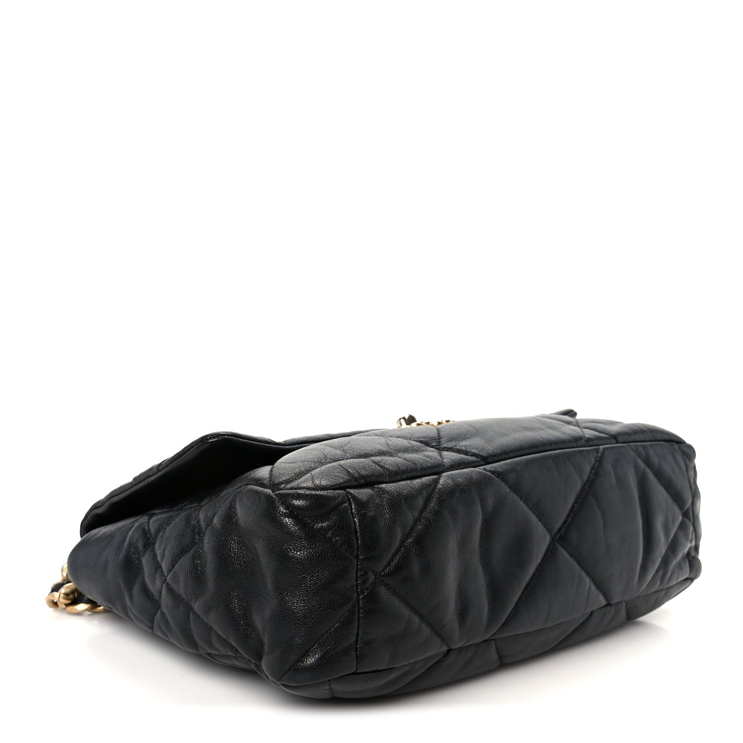 Chanel Shiny Goatskin Quilted Large Chanel 19 Flap Black