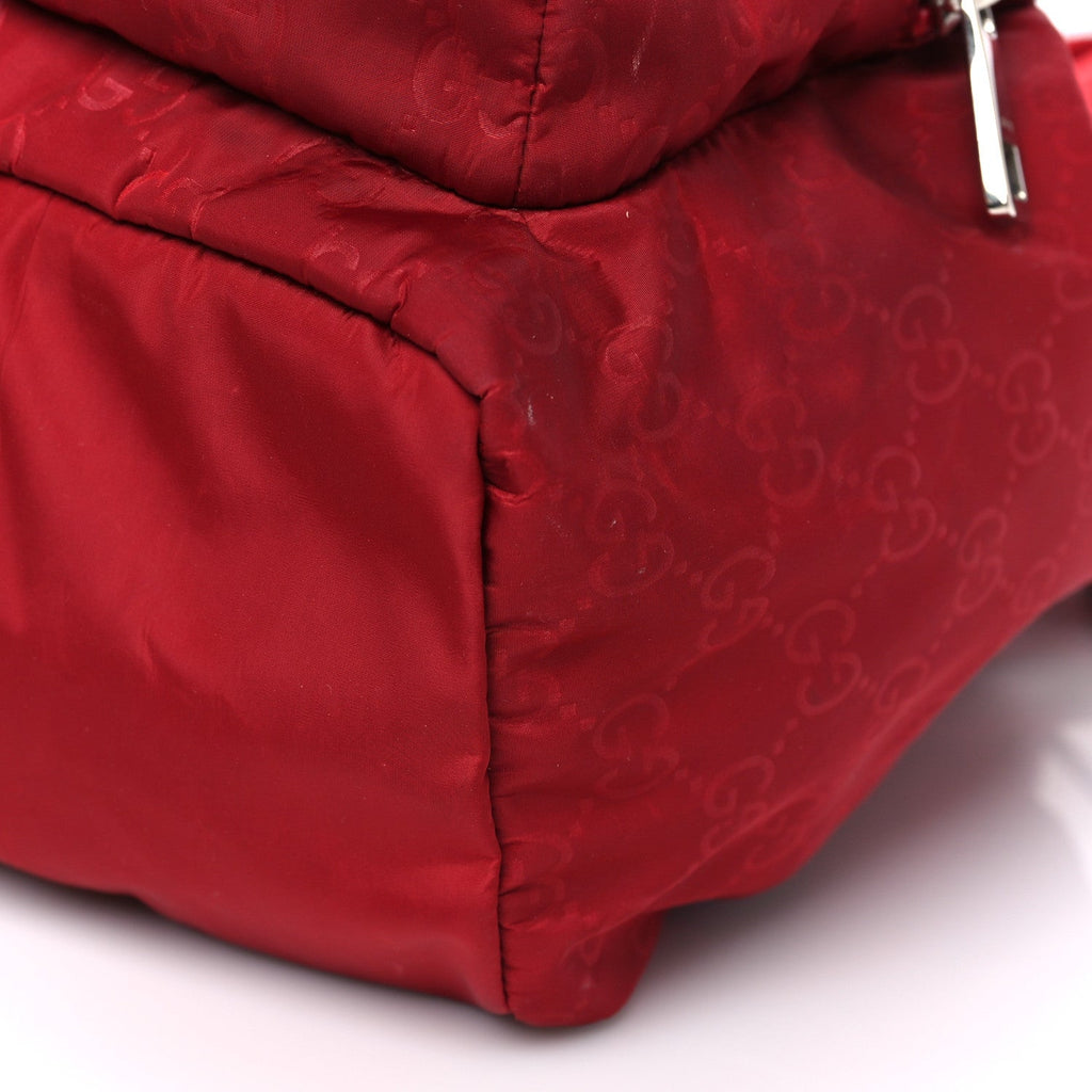 Gucci Nylon Monogram Medium Light Single Buckle Backpack Vibrant Red