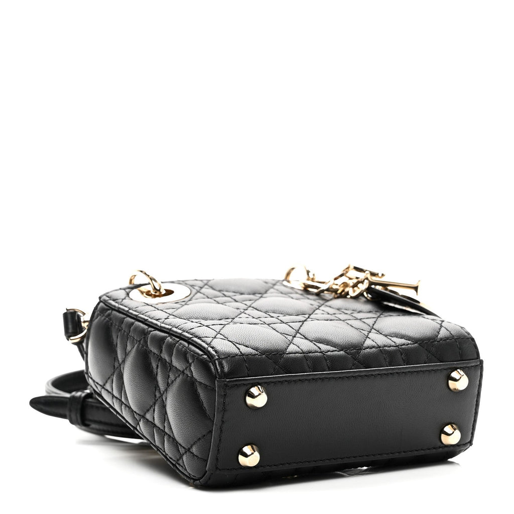 Christian Dior Lambskin Cannage Micro Lady Dior Black