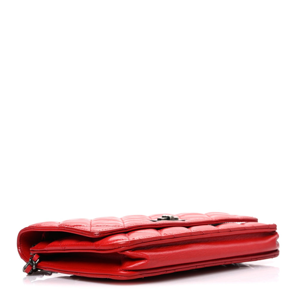 Chanel Glazed Calfskin Quilted Reissue Wallet On Chain WOC Red