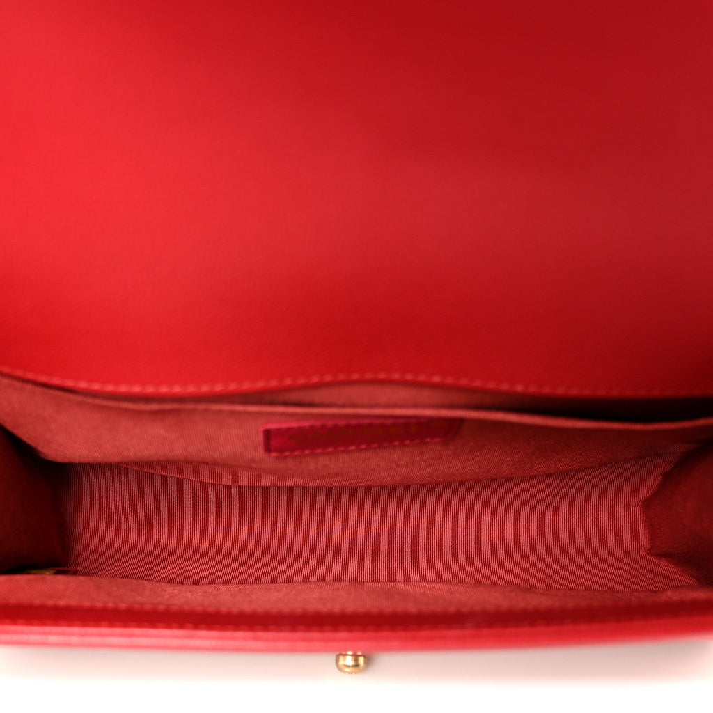 Chanel Caviar Quilted Medium Boy Flap Red