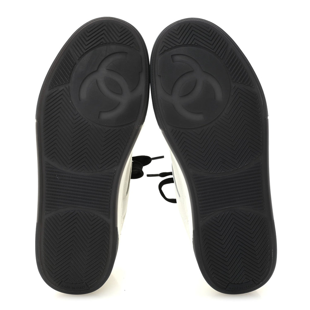 Calfskin CC Womens Sneakers 36 White Black