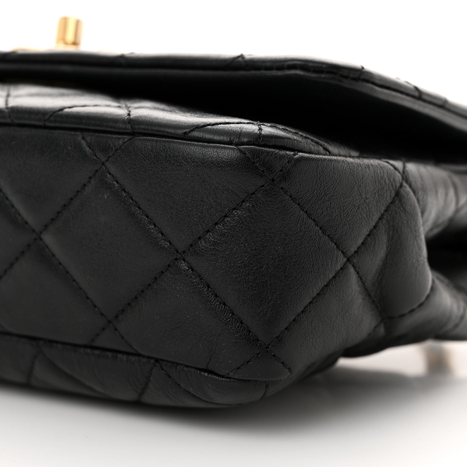Chanel Glazed Calfskin Quilted Pearl Side Flap Black