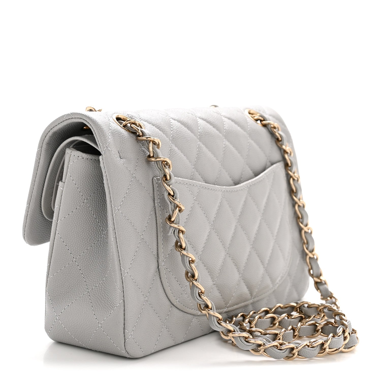 Chanel Caviar Quilted Small Double Flap Grey