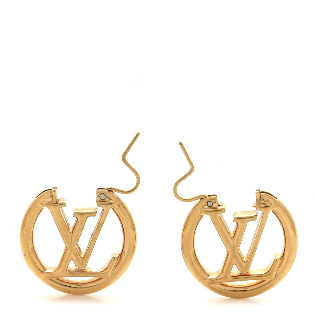 Louis Vuitton Metal Small Louise Hoop Earrings Gold