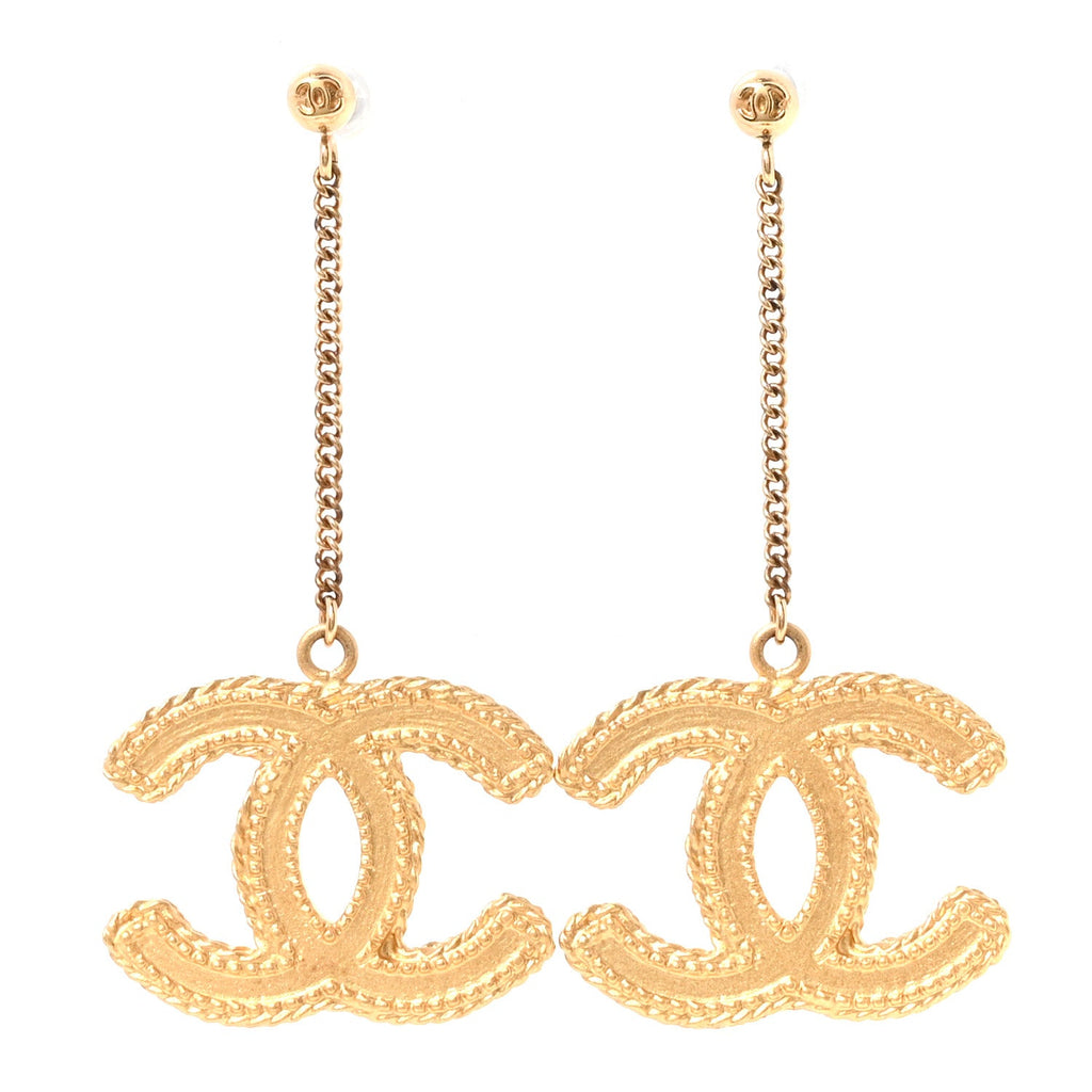 CC Drop Earrings Matte Gold