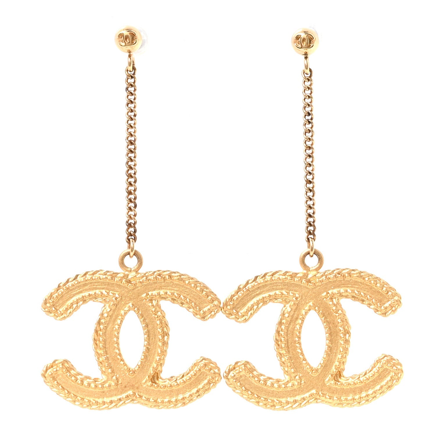 CC Drop Earrings Matte Gold