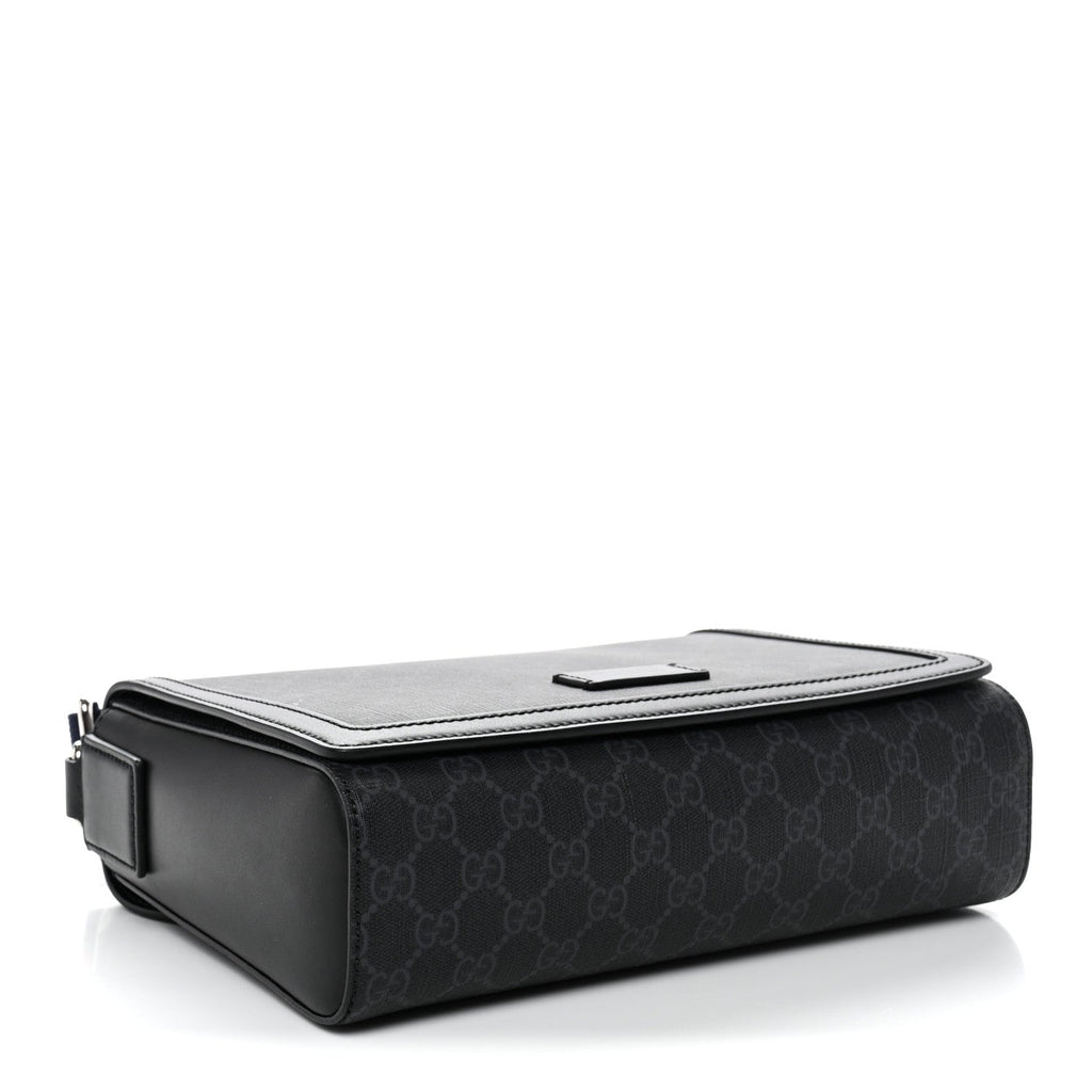 Gucci GG Supreme Monogram Appia Calfskin Web Crossbody Bag Black Grey