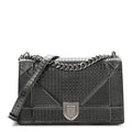 Christian Dior Metallic Patent Micro-Cannage Medium Diorama Flap Bag Onyx Black