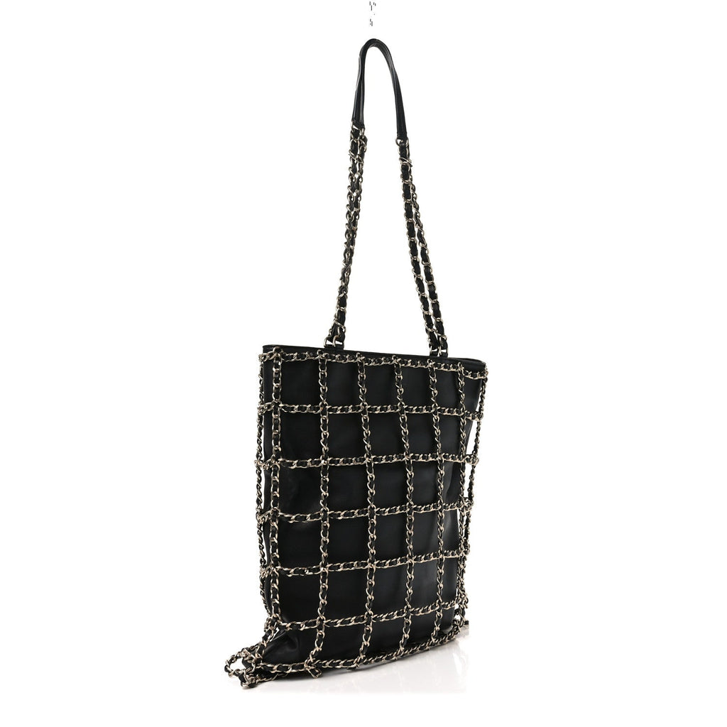 Chanel Lambskin Large Shopping Chain Tote Black