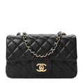 Chanel Lambskin Quilted Mini Rectangular Flap Black