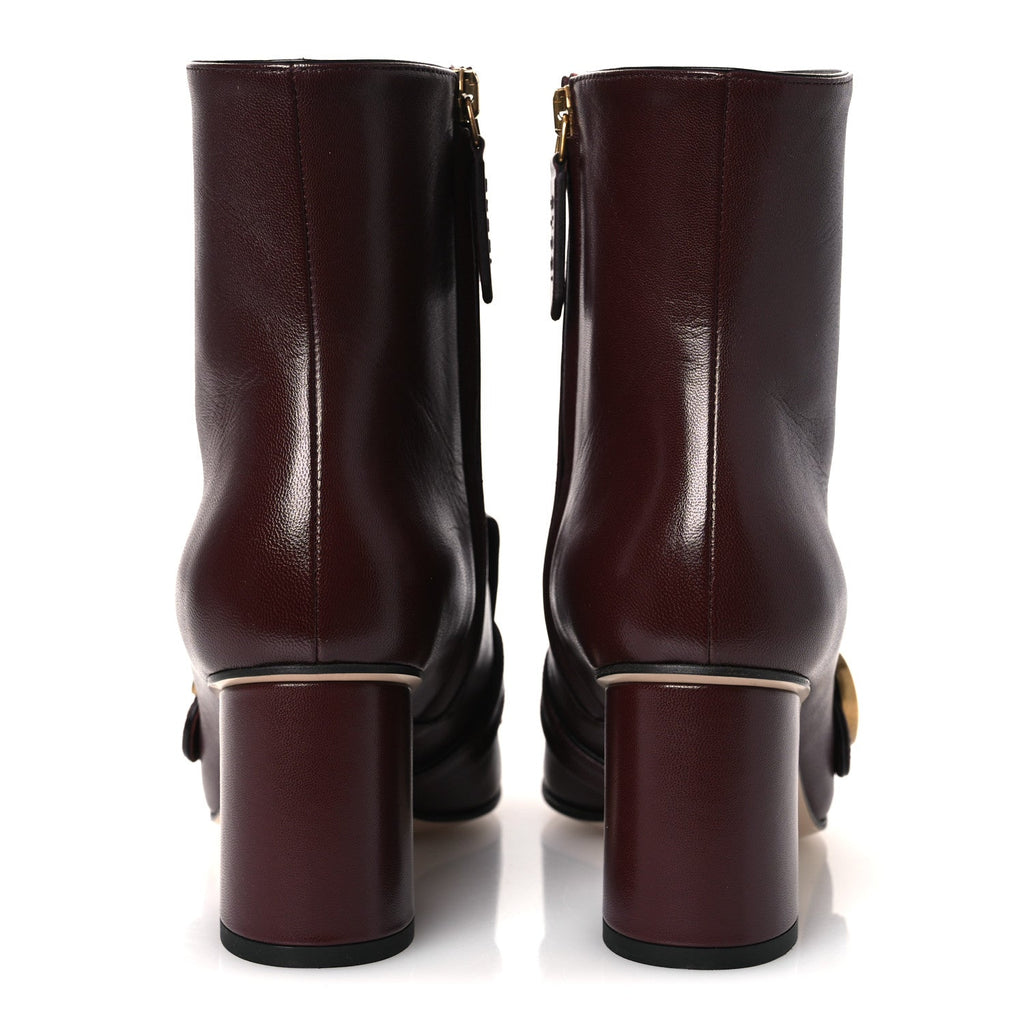 Gucci Malaga Kid GG Marmont Fringe 75mm Ankle Boots 36 Vintage Bordeaux