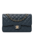 Chanel Caviar Quilted Small Double Flap Dark Grey