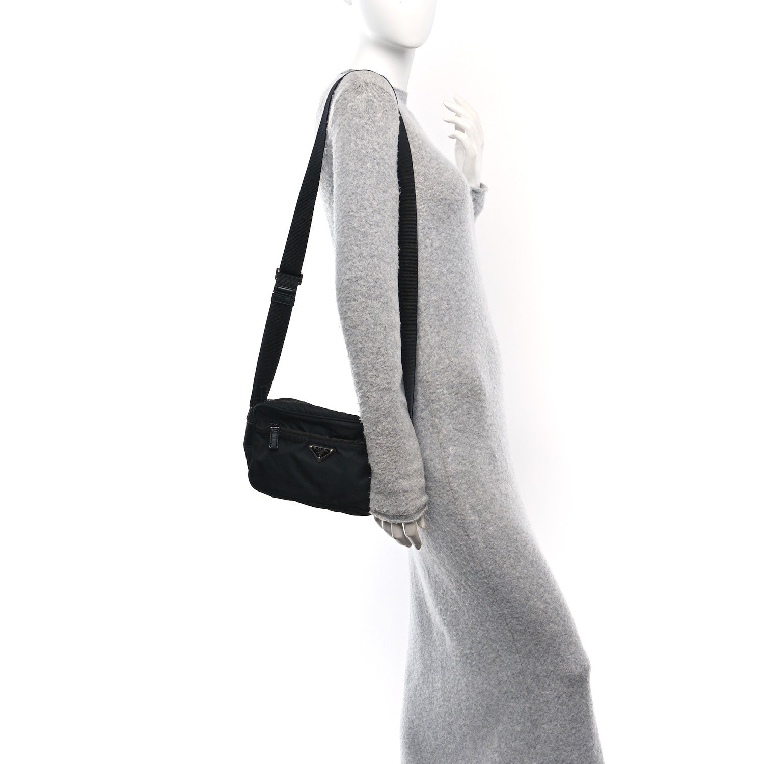 Prada Tessuto Nylon Triangle Shoulder Bag Black