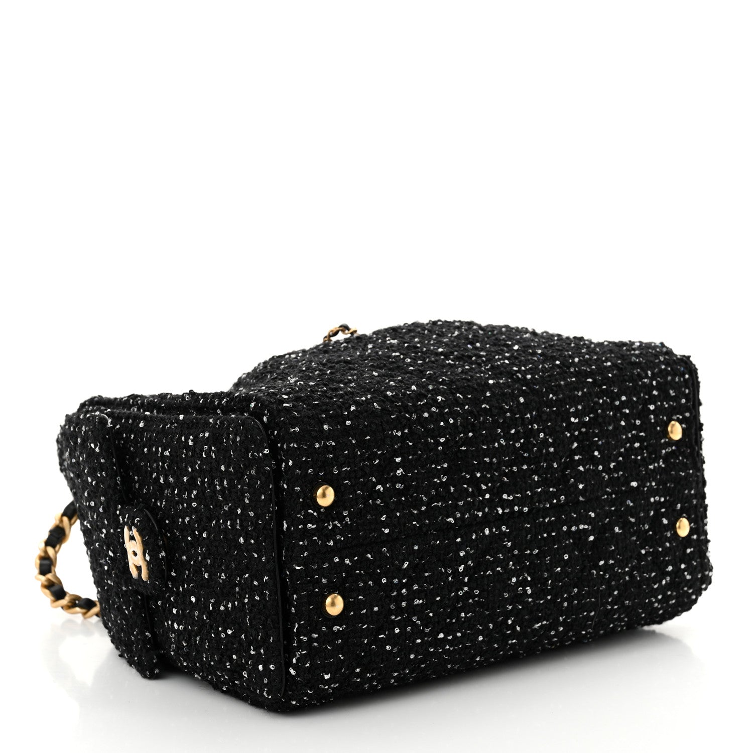 Chanel Tweed Quilted Small Chanel 25 Handbag Black