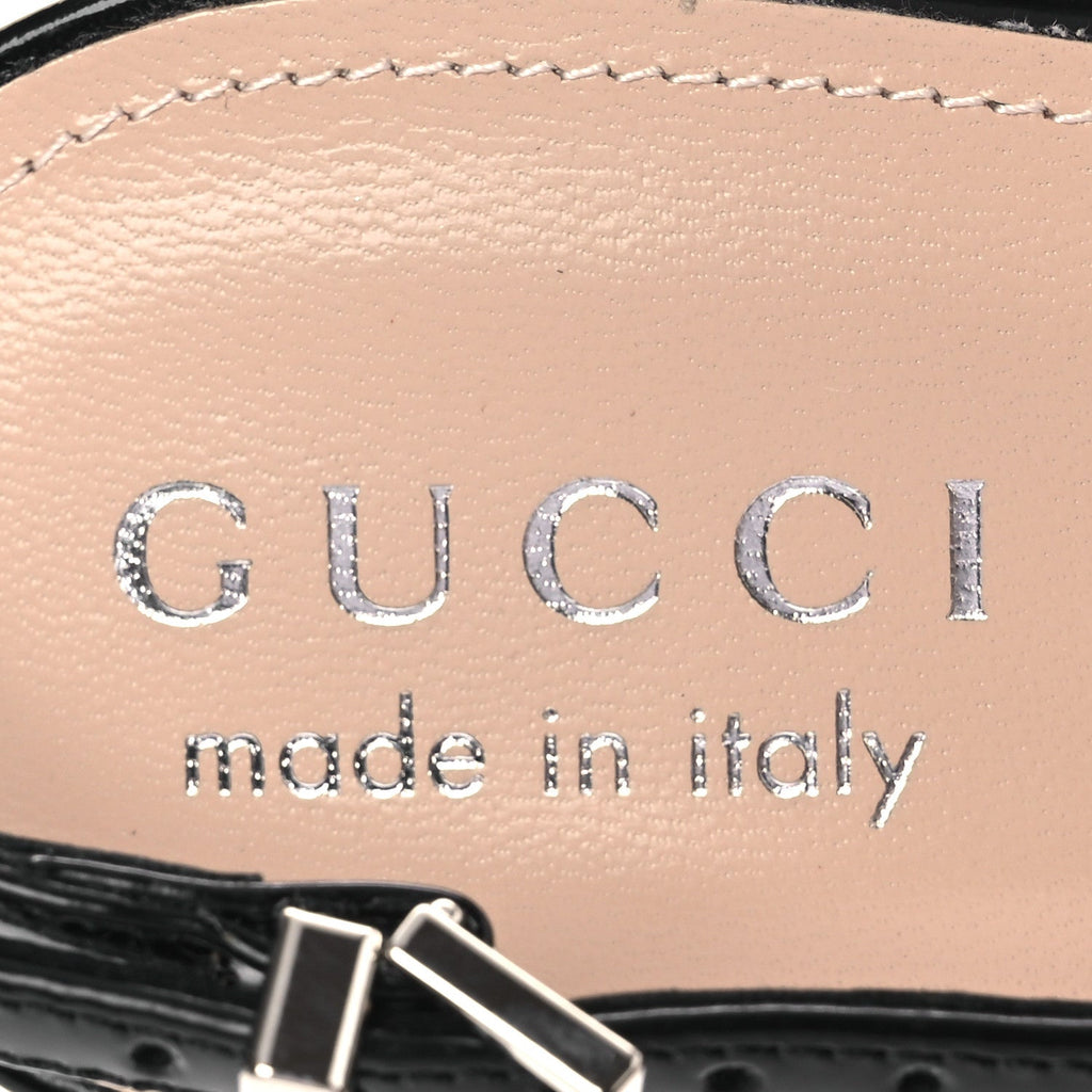 Gucci Patent Regent Calfskin Walma 65 Buckle Slingback Pumps 38 Black