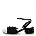 Chanel Tweed Iridescent Calfskin Cap Toe CC Slingback Pumps 38.5 Black Silver