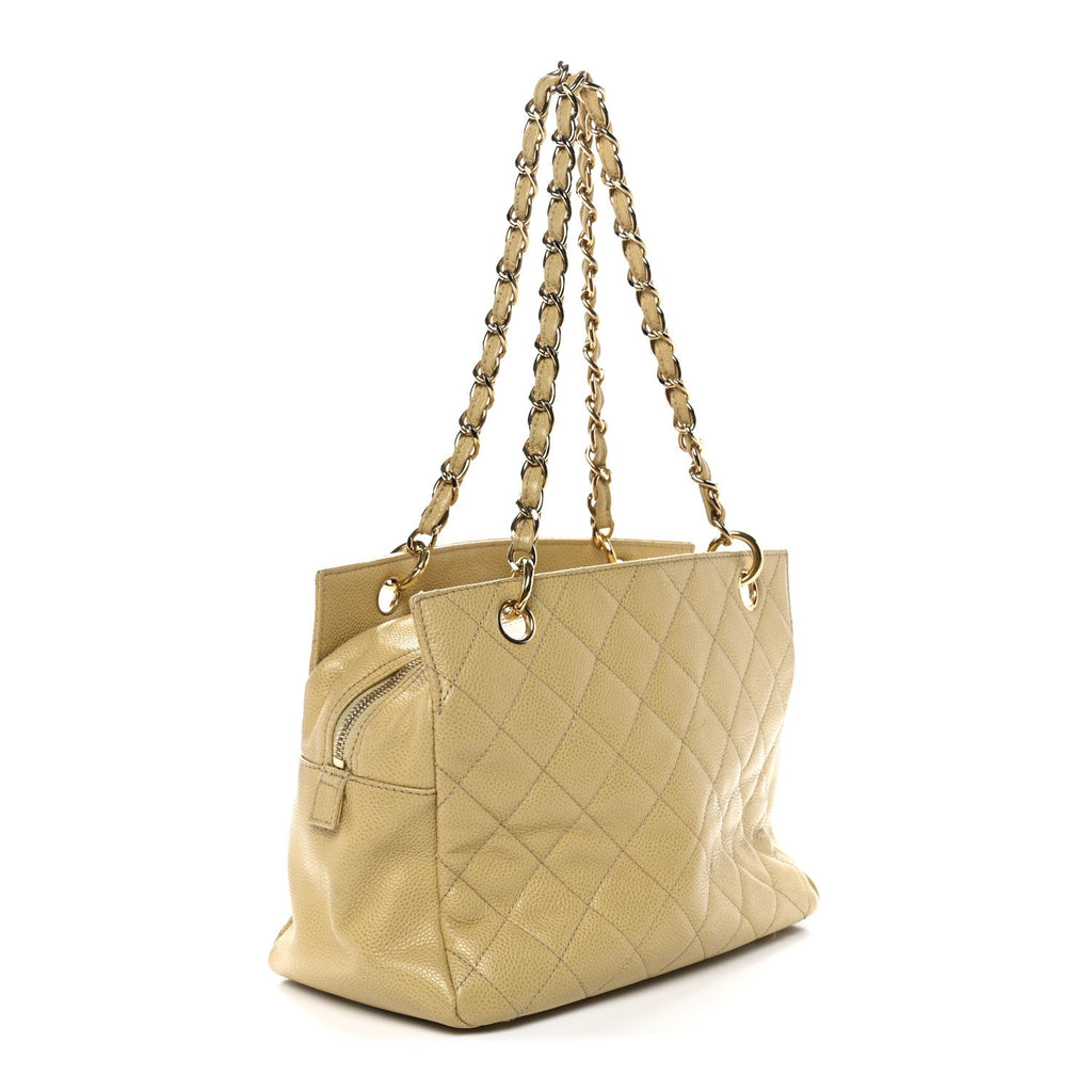 Chanel Caviar Quilted Petit Timeless Tote PTT Beige
