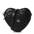 Gucci Calfskin Matelasse DDiagonal Mini Interlocking G Heart Shoulder Bag Black