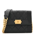 Chanel Caviar Quilted Boy Card Holder On Chain Black