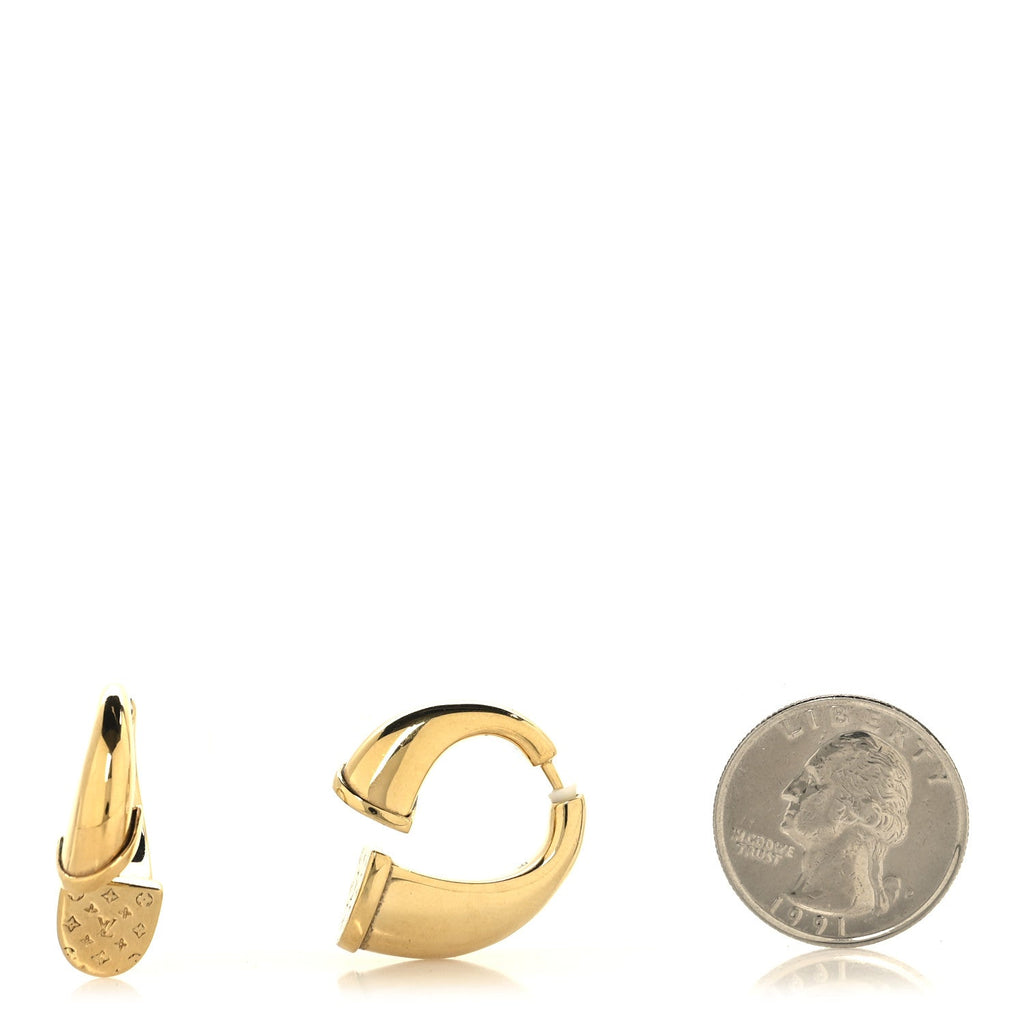Louis Vuitton Metal Nanogram Sweet Dreams Horseshoe Earrings Gold