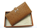 Hermes Wallet H1114 Ostrich Skin Coffee