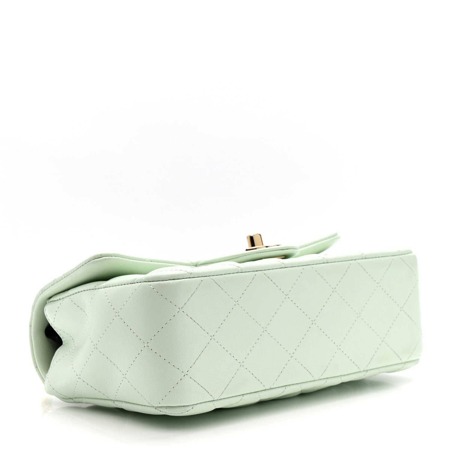 Chanel Lambskin Quilted Mini Rectangular Flap Light Green