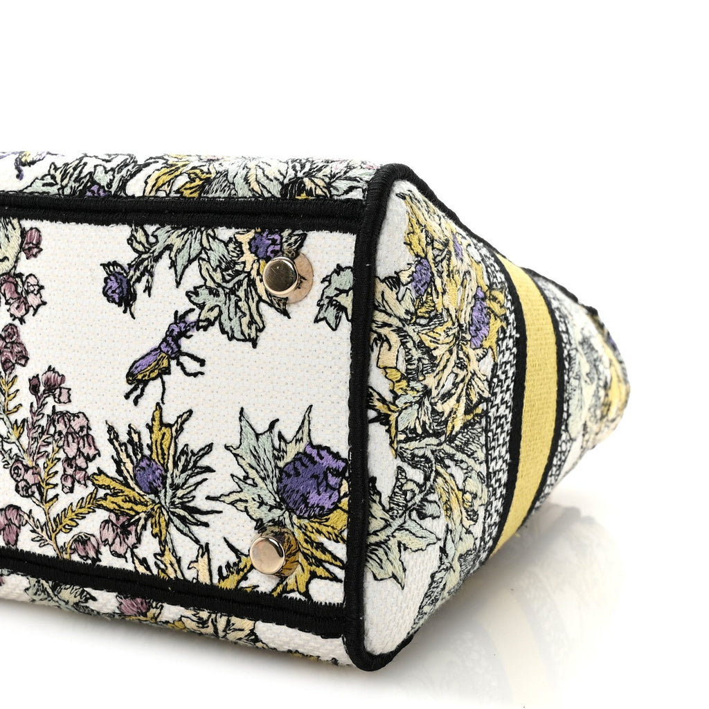 Christian Dior Canvas Embroidered Chardons Toile De Jouy Medium Lady D-Lite Latte Multicolor