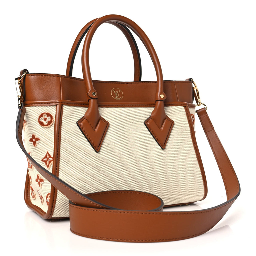 Louis Vuitton Canvas Calfskin Monogram On My Side PM Caramel Tan