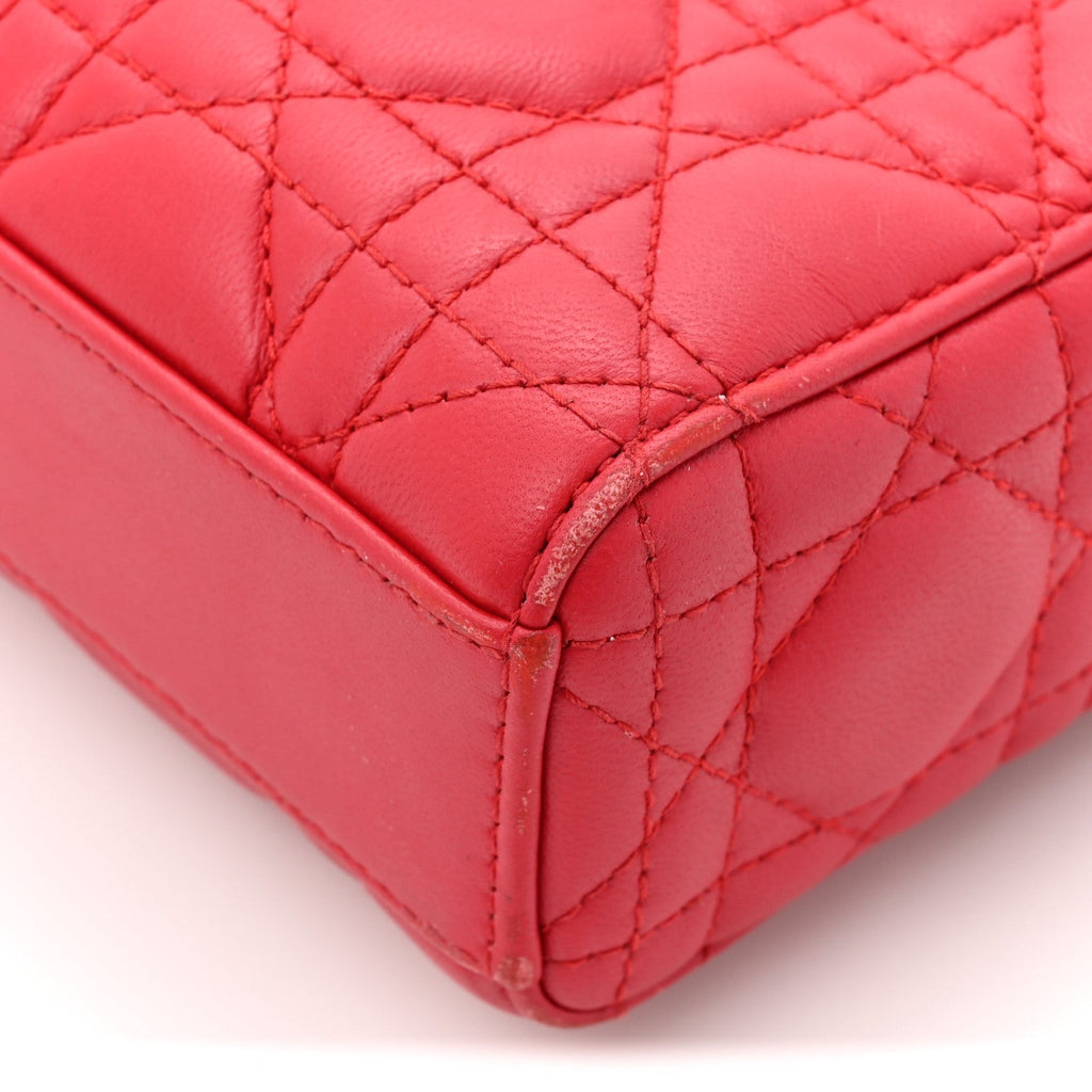 Christian Dior Lambskin Cannage Medium Lady D-Joy Red