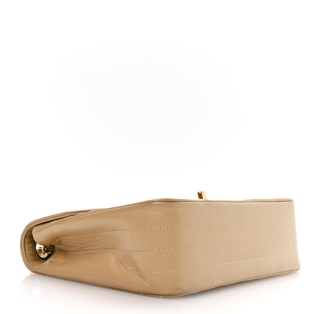 Chanel Lambskin Ribbon Stitched Flap Beige