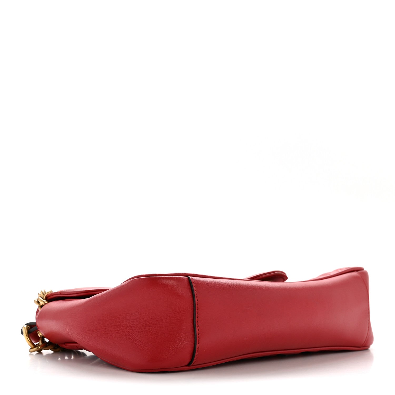 Gucci Calfskin Matelasse Small GG Marmont Shoulder Bag Hibiscus Red