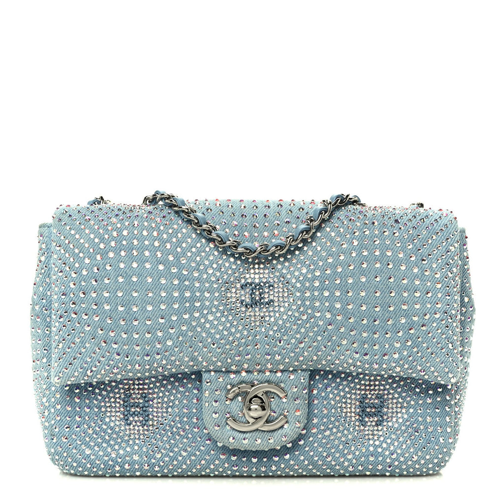 Chanel Denim Strass Evening Flap Bag Blue