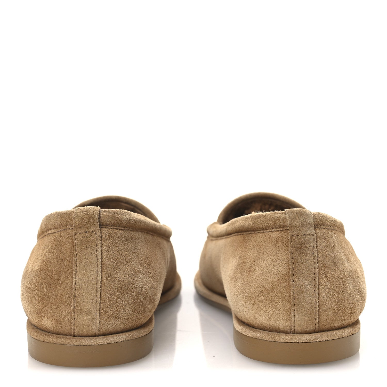 Chanel Suede Calfskin CC Loafers 36.5 Dark Beige