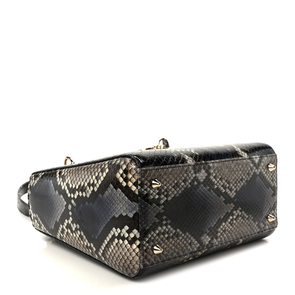 Christian Dior Snakeskin Small Lady Dior Bleu Multicolor