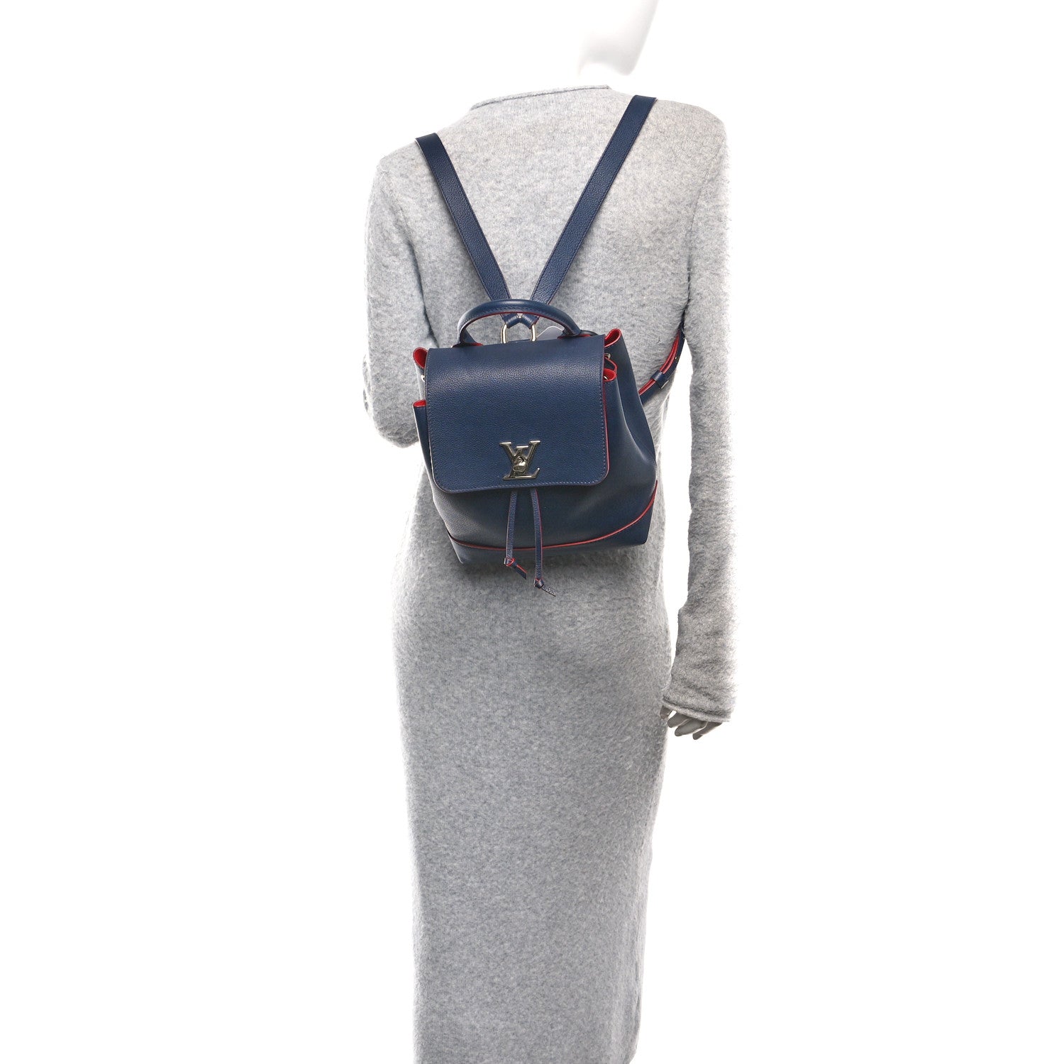 Louis Vuitton Soft Calfskin Lockme Backpack Marine Rouge