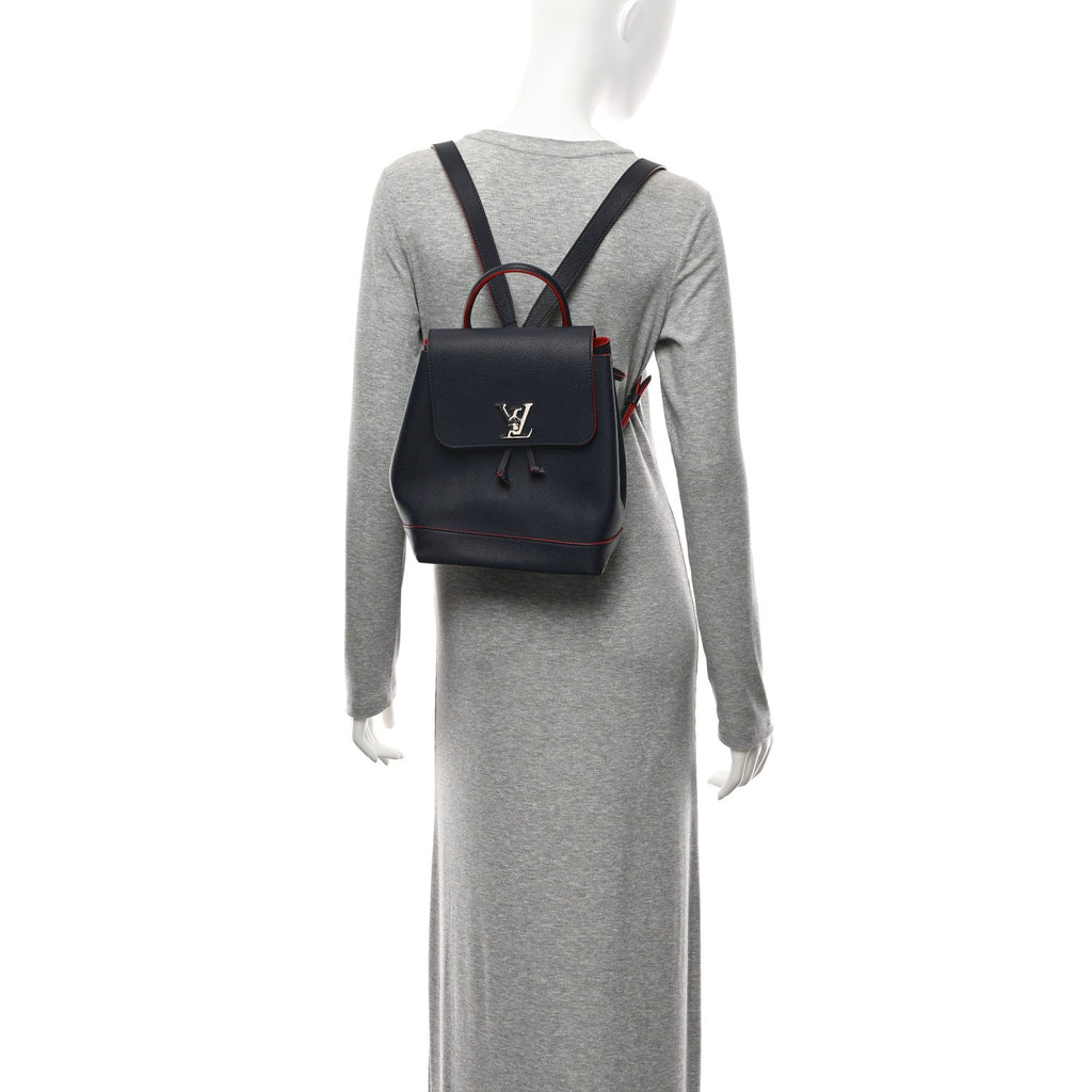 Louis Vuitton Soft Calfskin Lockme Backpack Marine Rouge