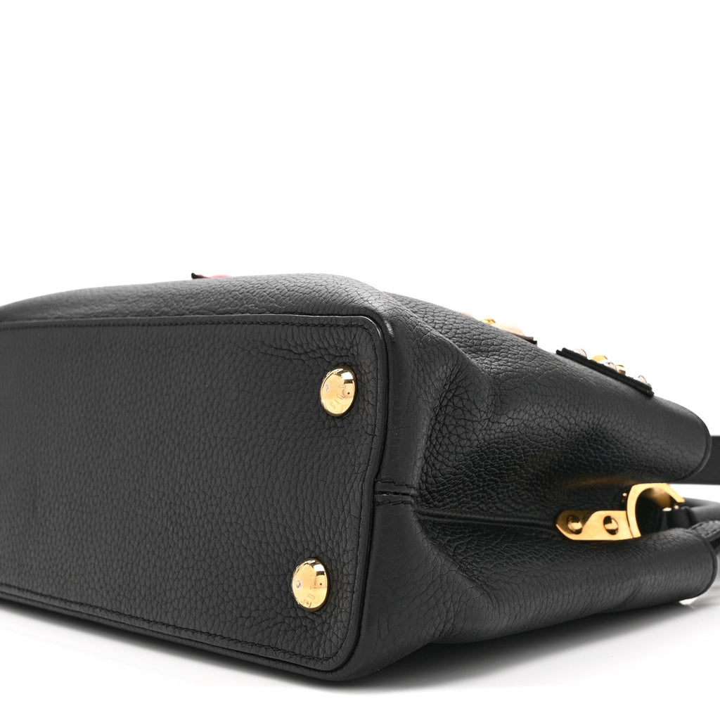 Louis Vuitton Taurillon Mechanical Flowers Smile Capucines PM Black