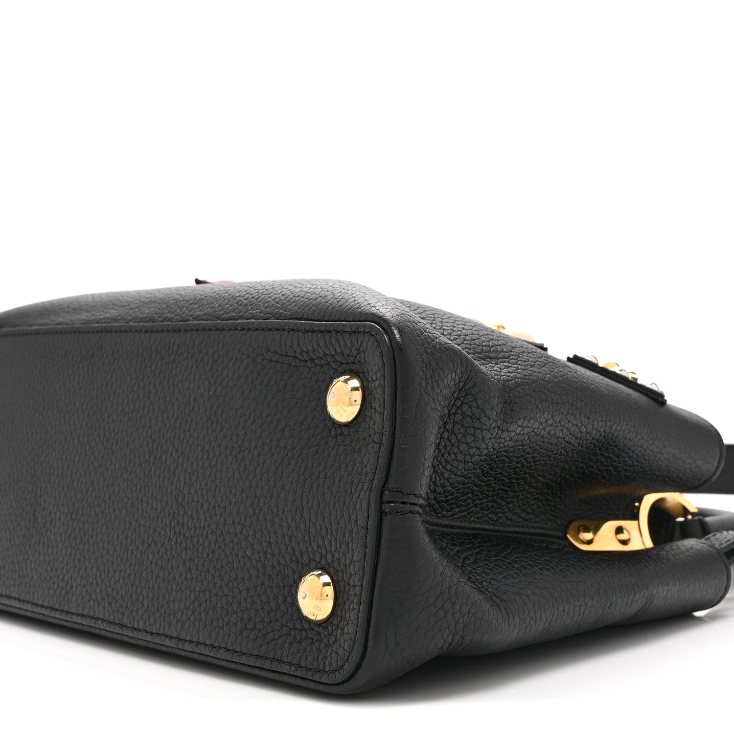 Louis Vuitton Taurillon Mechanical Flowers Smile Capucines PM Black